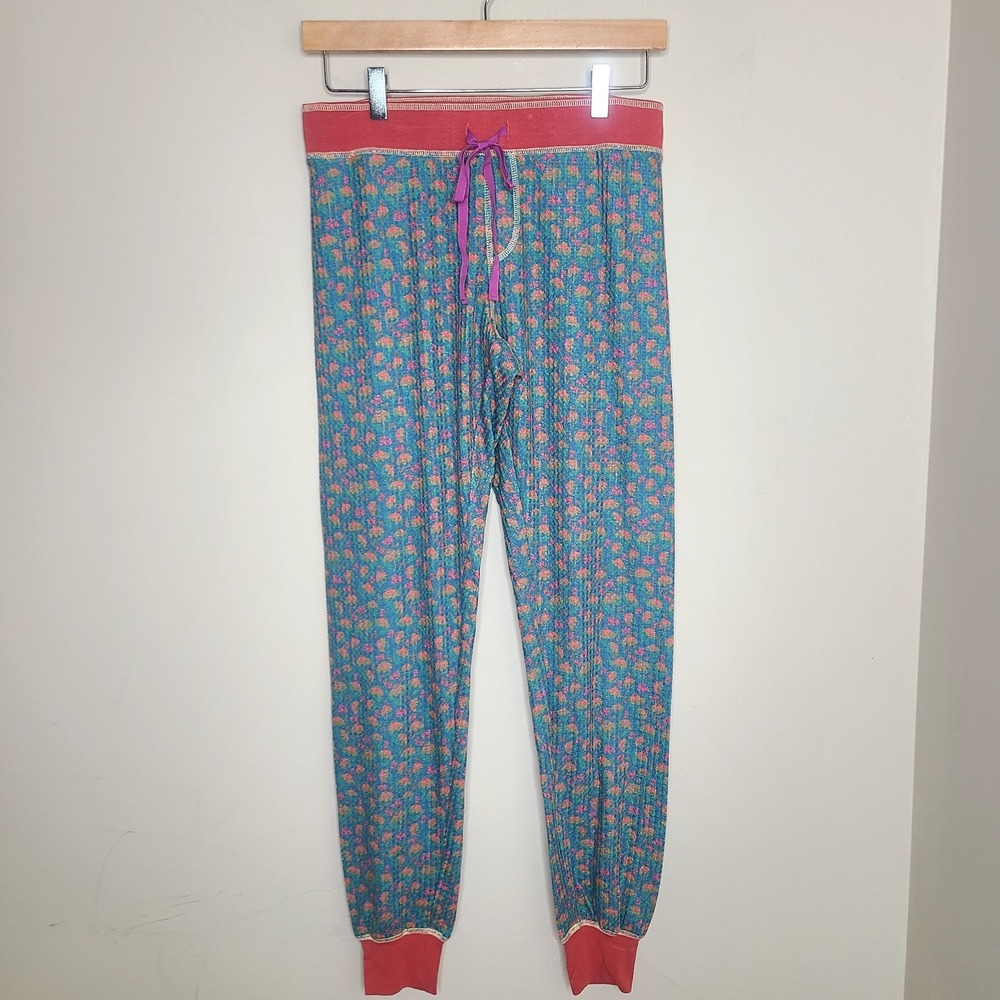 Natural Life Mix & Match Blue Floral Thermal Long John Lounge Pants S Boho - Picture 2 of 6